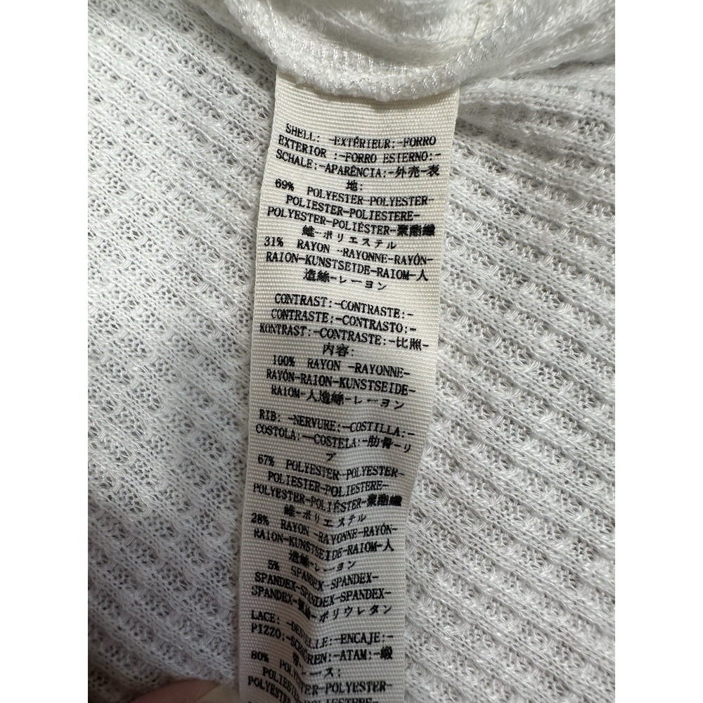 Free People Top Small Sweetest Thing Thermal White Embroidered Lace Long Sleeve - Picture 8 of 10
